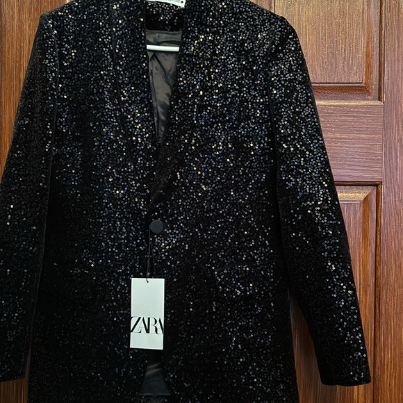 ZARA VELVET SEQUIN BLAZER ZW COLLECTION - Picture 15 of 16
